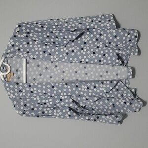 Ellen Tracy Jacket women's size medium Blue White Circles coverup topper‎
